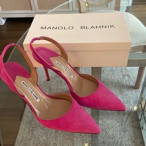 Manolo Blahnik Suede Slingback Pumps